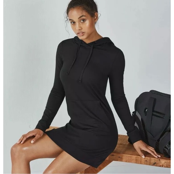 Fabletics Tops - Fabletics Women's Yukon Hooded Sweatshirt Dress Black Size M